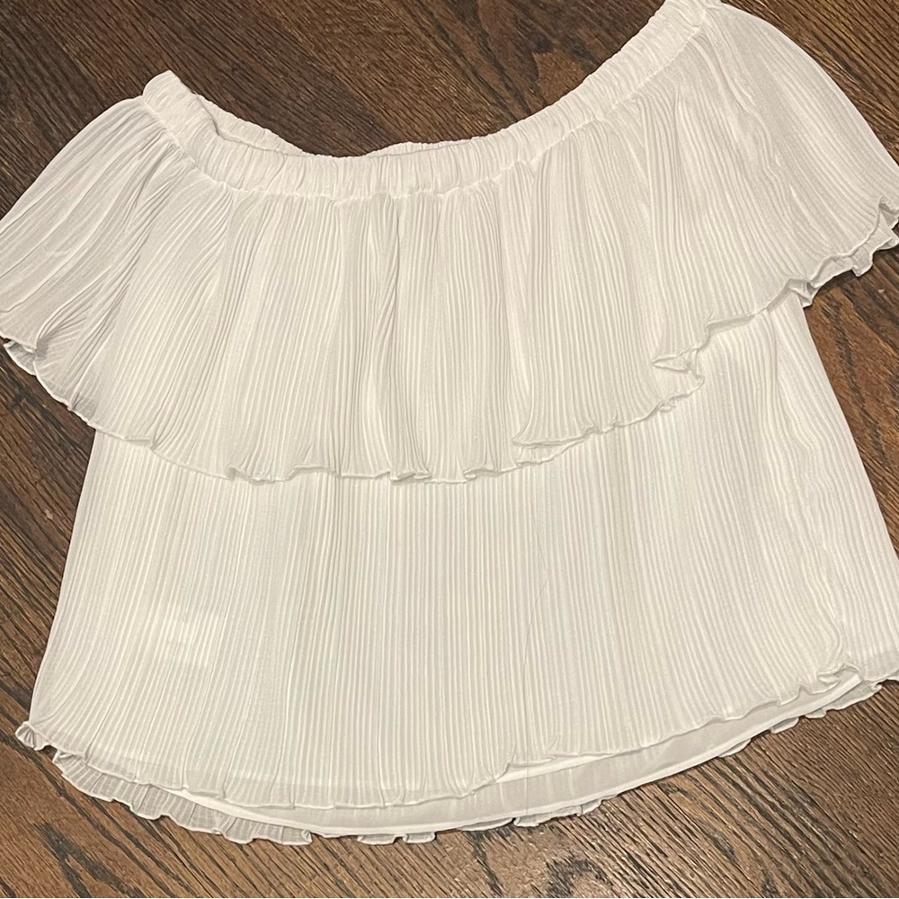 Express White Off-Shoulder Ruffle Blouse - Picture 6 of 10